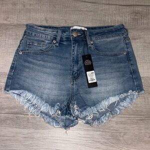 Fashion Nova Frayed Hem Denim Women’s Shorts - Blue